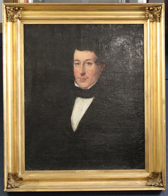 Early 19th century English School Portraits of Isaac Jolliffe and Thomas Jolliffe, 30 x 25in.